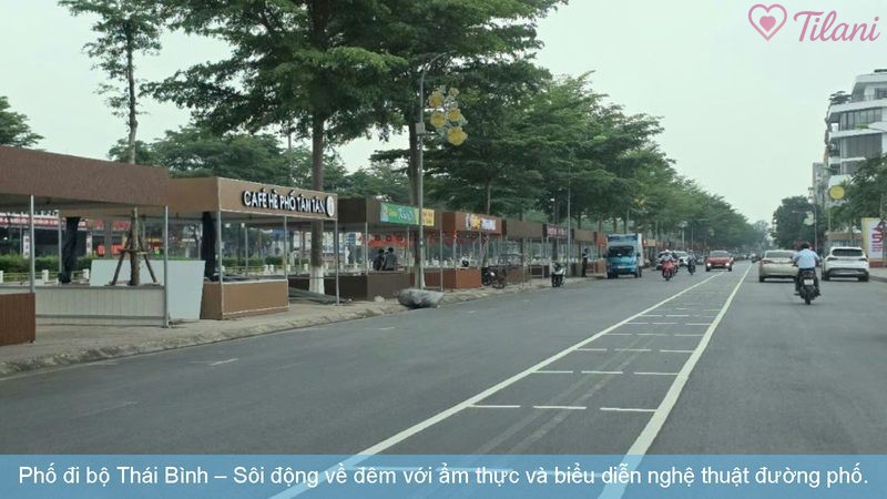Phố đi bộ Thái Bình – Sôi động về đêm với ẩm thực và biểu diễn nghệ thuật đường phố.